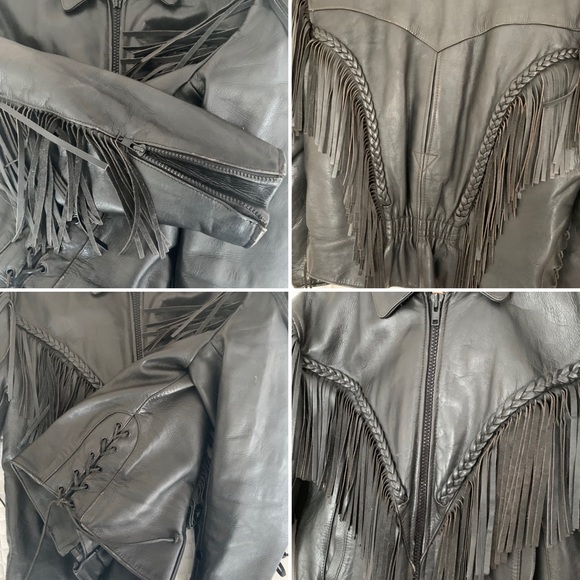 Vintage fringed leather motorcycle jacket - Picture 6 of 8